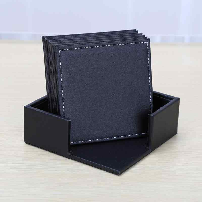 コップマット 卓上マット 断熱パッド PU皮革 ビジネスホテル 純色 シンプル デスク置き レストランボウ..