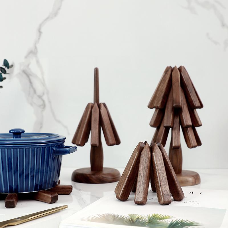木製カップマット 家庭用 天然木 断熱 防燙 かわいい 小さな木の森 デザイン デスクトップ 飾り クリエイティブ 茶托 食卓マット