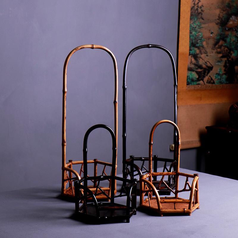 茶具アクセサリー 竹製 レトロ 風炉 底座 炭炉 台 花器 スタンド 茶卓 置物 飾り アイテム 伝統 和風 ..