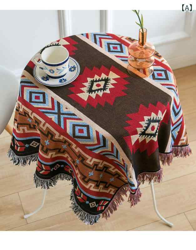 テーブルクロス テーブルカバー 丸形 四角形 小型 フランス風 美式 レトロ 復古風 コットンリネン 布製 ダイニング キッチン インテリア デコレーション ティーテーブル