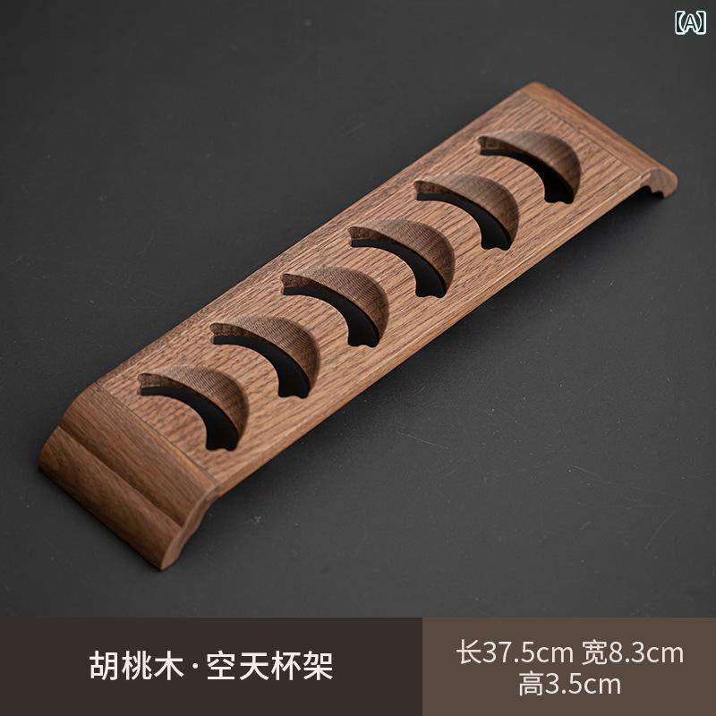 実木 茶杯収納ラック 胡桃木 カップスタンド 茶道 アクセサリー 沥水ラック 日本風 収納棚 木製 キッチン用品 ティーカップホルダー 卓上 整理整頓 耐久性 ナチュラル インテリア 2