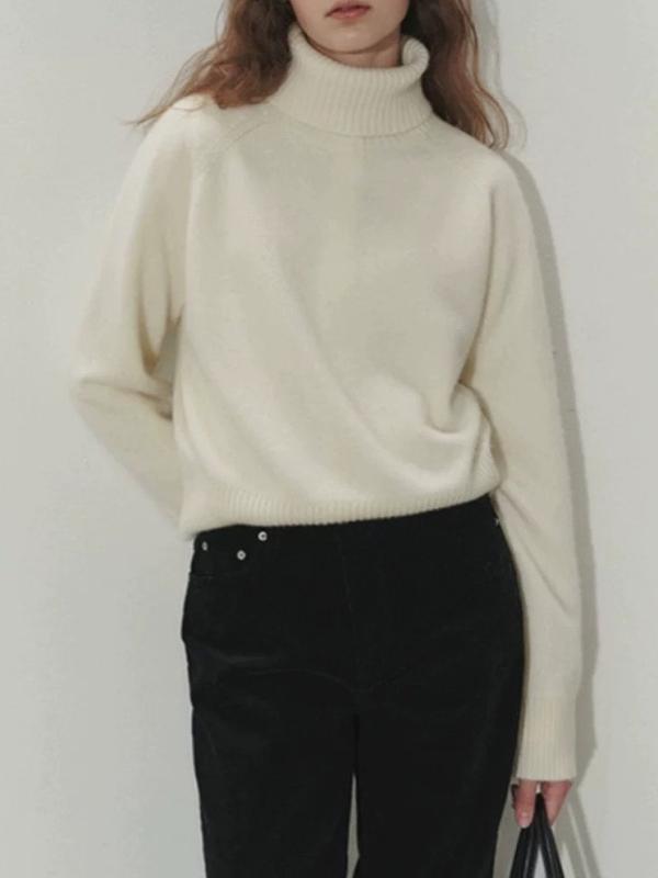 秋冬 レディース シンプル ハイネック ニットセーター ルーズ 厚手 保温 快適 気質 インナートップス 針織 トップス