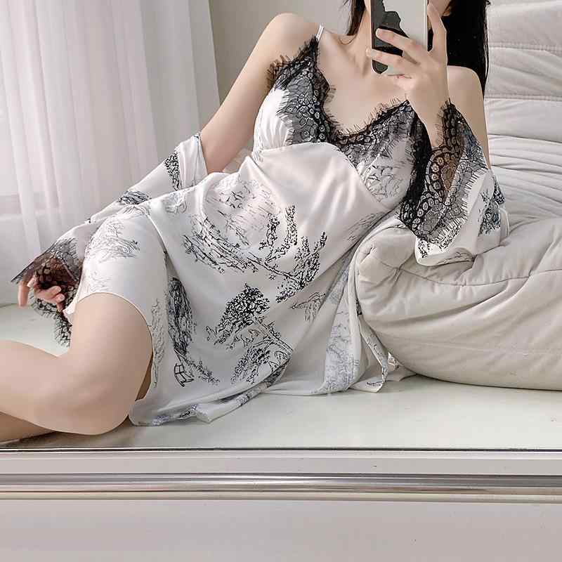 ネグリジェ レディース 接触冷感 薄手 レース 吊り帯 胸パッド ガウン ルームウェア 春夏 寝間着 セク..