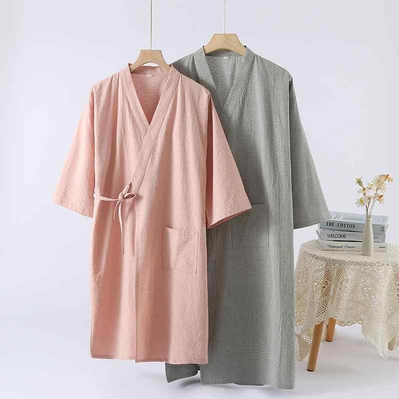 和風パジャマ カップル 綿 薄手 浴袍 寝巻き 男女兼用 春夏 秋冬 汗蒸服 睡裙