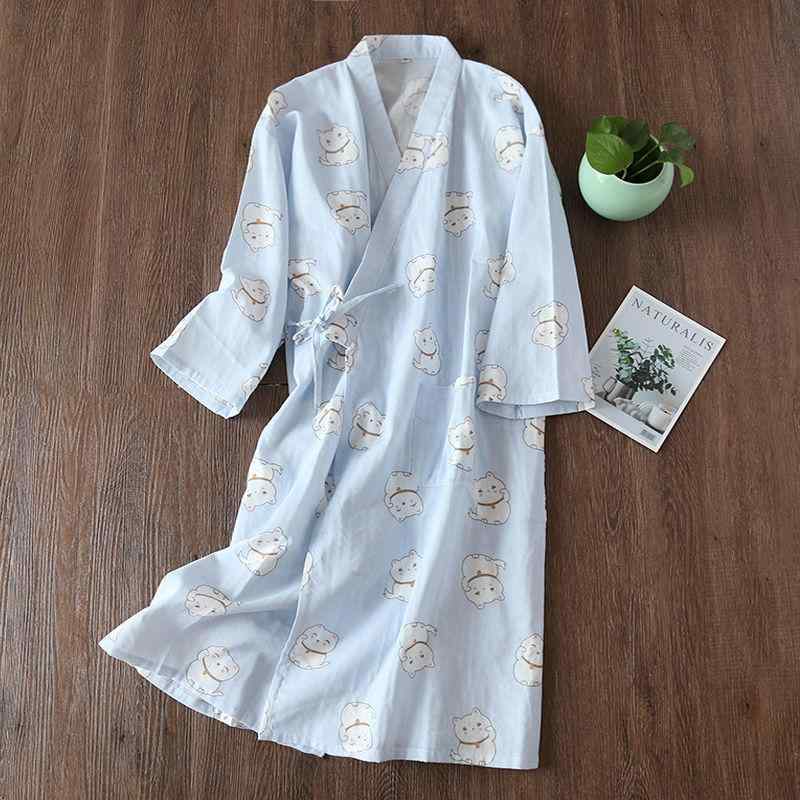 春夏 浴衣 男女兼用 純綿 二層 ガーゼ 寝巻き 開衫 和風 日式 ルームウェア 大きめ 軽量 通気性 吸湿速..