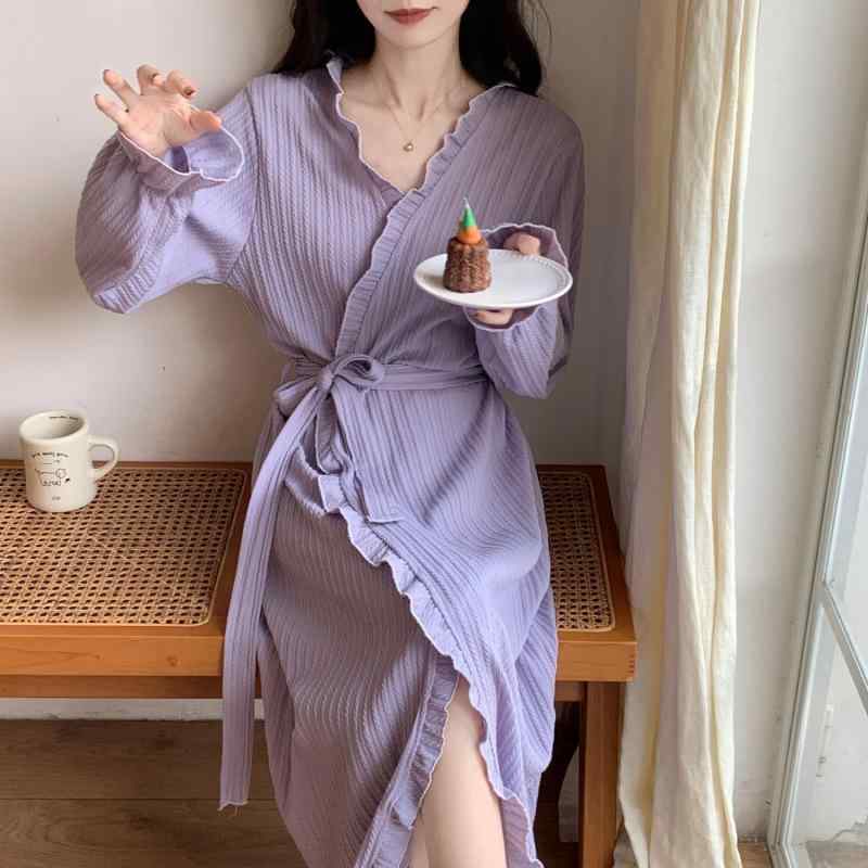 春夏 レディース 薄手 スリープローブ ホームウェア パジャマ 外出可 かわいい系 軽量 吸湿速乾