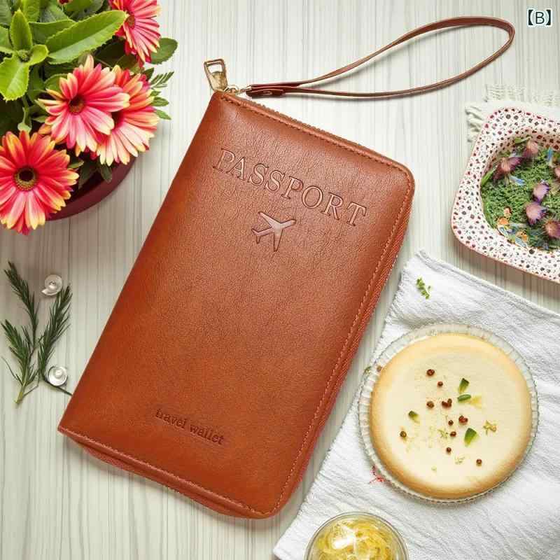 レディース パスポートケース スキミング防止 RFID レザー 大容量 多機能 パスポートカバー 通帳ケース 長財布 カード入れ トラベルポーチ 旅行 海外旅行 貴重品入れ シンプル 高見え おしゃれ きれいめ 大人 かわいい