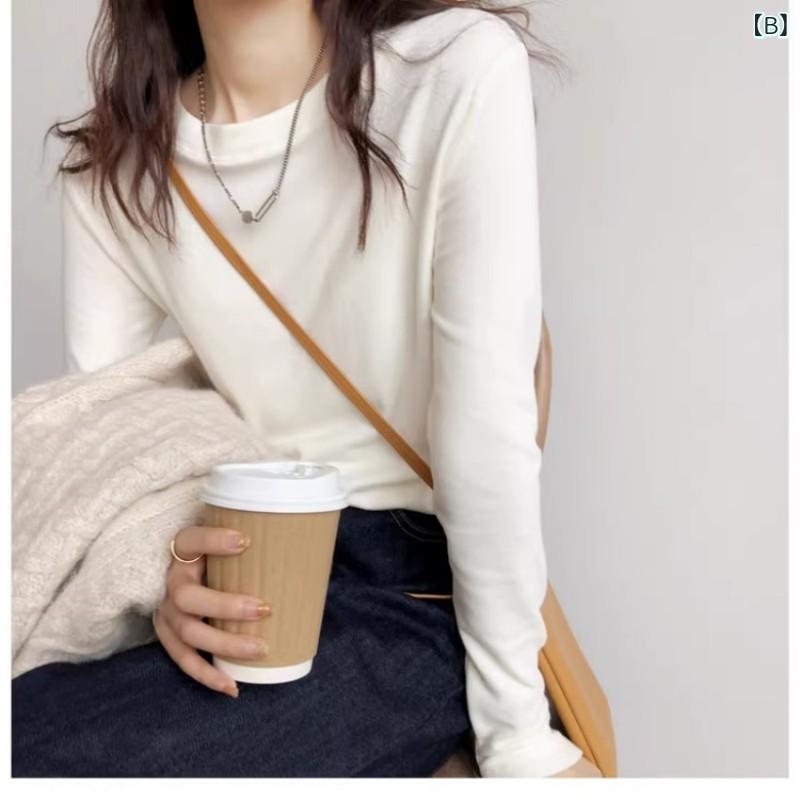 長袖Tシャツ レディース 秋冬 インナー 起毛加工 親肌 柔らかい クルーネック ベーシック 暖か ふんわり トップス ベースレイヤー 通勤 通学 部屋着 吸湿 速乾 綿素材