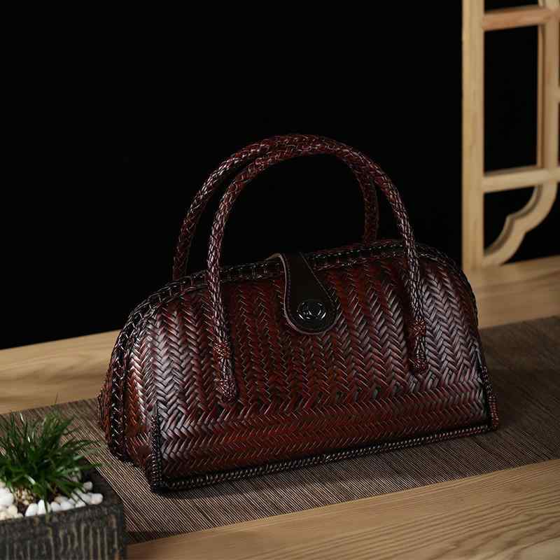 公文包 メンズ 竹編み レトロ 大容量 都市ファッション 会議 通勤 ビジネス 天然素材 手作り風 軽量 耐..