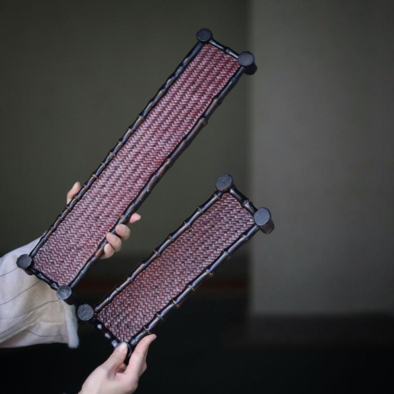 茶道用品 竹托盤 杯托 奉茶盤 竹編み 工芸品 壺承 竹根製品 自然素材 茶席小物 伝統工芸 竹製品 茶道ア..