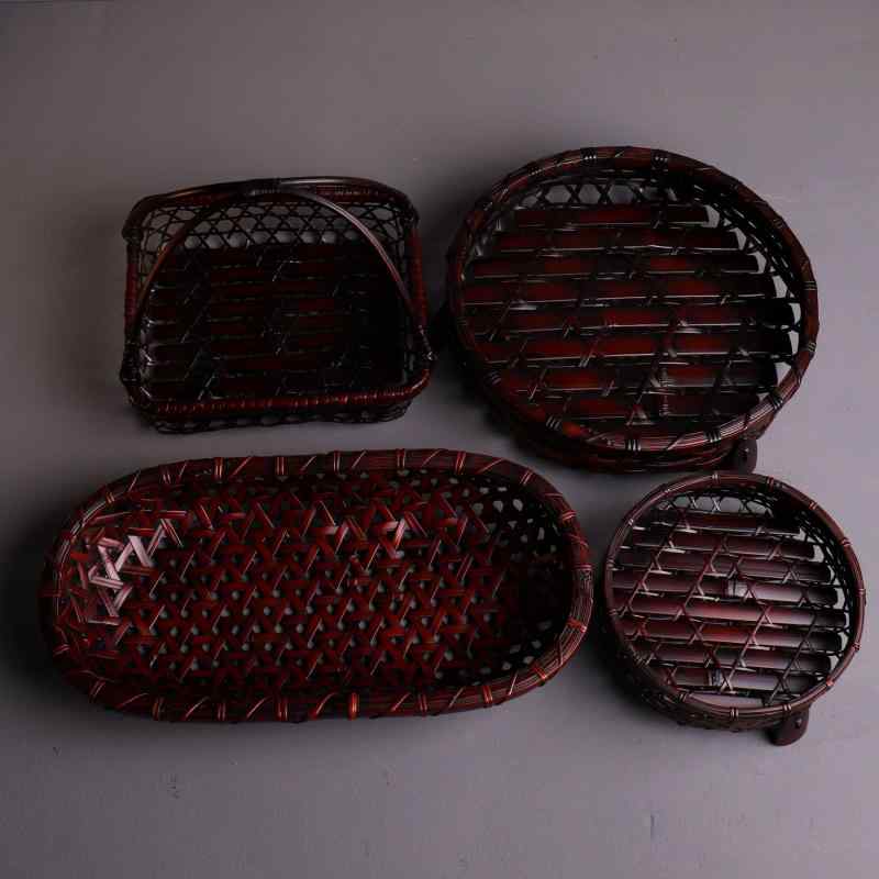 竹編み フルーツバスケット 手作り アンティーク風 家庭用 収納 果物かご 竹製品 リビング 竹かご 果物..