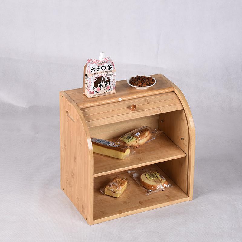 キッチン収納 二層パン箱 大型 組み立て可能 取り外し可能 ハンドル付き 台面用 お菓子入れ デザートボ..