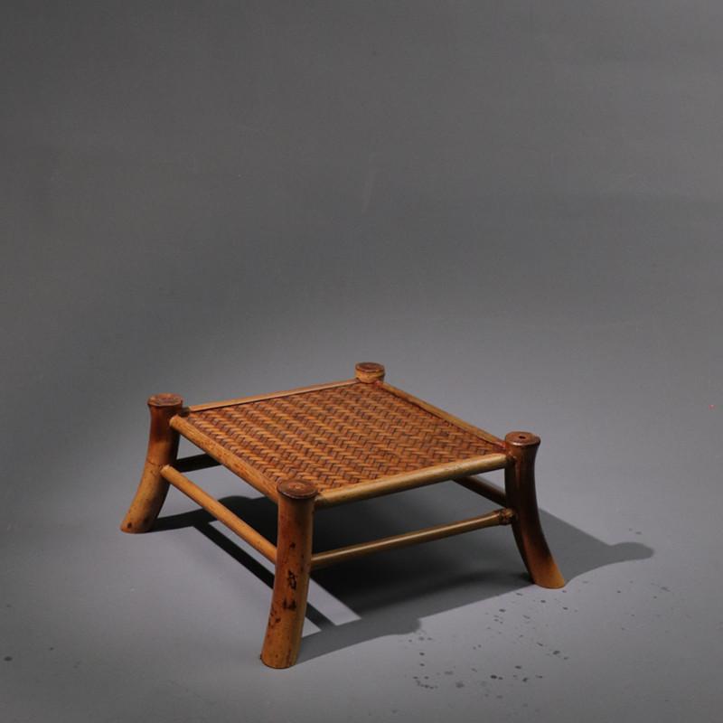 フラワースタンド 竹製 手工芸 梅鹿竹蘭柄 編み込み 展示ラック デスクトップ 茶棚 花几 菖蒲 インテリ..