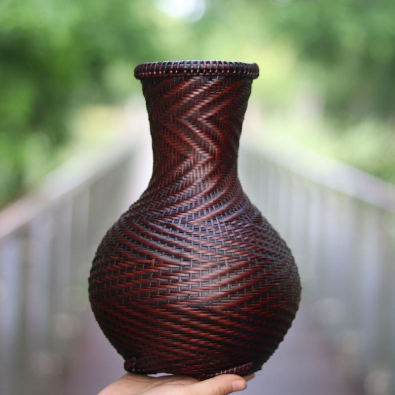 竹編み 花瓶 花籠 禅意 茶芸 插花器 リビング 飾り 伝統工芸 竹工芸品 インテリア 手作り 自然素材 東..