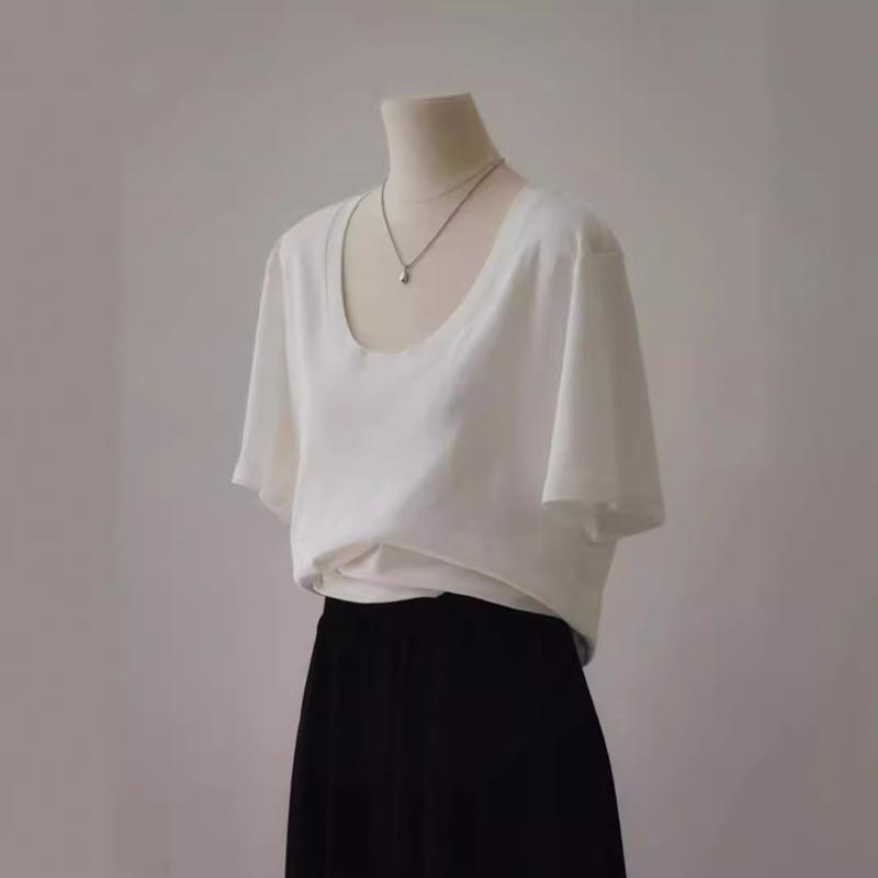 ・生地: コットン・袖丈: 短袖・版型: ゆったり型・首元: Uネック・袖型: 標準袖・カラー: ブラック,ホワイト・サイズ: S,M,L,XL・スタイル: 通勤,カジュアル