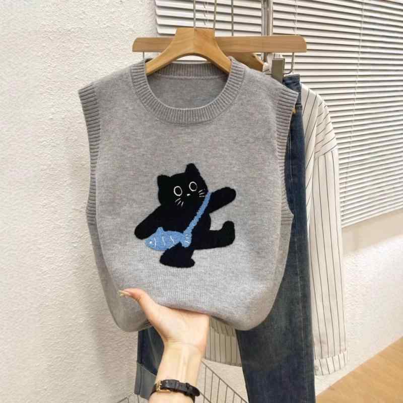 ・素材: ポリエステル・柄: アニメカートゥーン・厚み: 普通・スタイル: ノースリーブ・襟型: ラウンドネック・袖丈: ノースリーブ・刺繍: あり・着丈: 普通款(50cm<着丈≤65cm)・加工: ノンアイロン処理・色: グレー・...