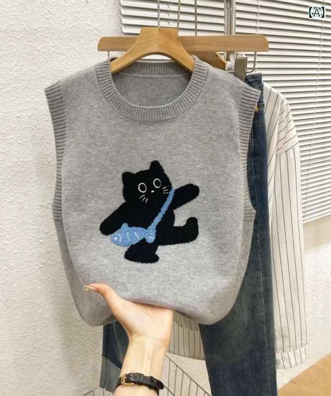 春夏 レディース 小猫刺繍 ニットマウント 柔らかい かわいい デザイン 減齢 百搭 外穿き トップス 軽量 吸湿速乾 切り替え 再生繊維 ピンク系