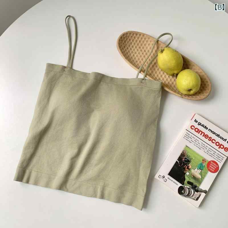 キャミソール レディース 細肩紐 チューブトップ 短め 胸パッド付き ストラップ 外穿用 春夏 甘辛風 修身 痩せ見え タンクトップ 上衣