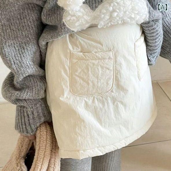 女児スカート 秋冬 厚手 暖か 綿入り 韓国風 おしゃれ かわいい スタイリッシュ キッズ ガールズ 冬用 防寒 通学 日常着 ミディ丈 子供 ベビー ジュニア ファッション スタイル 快適
