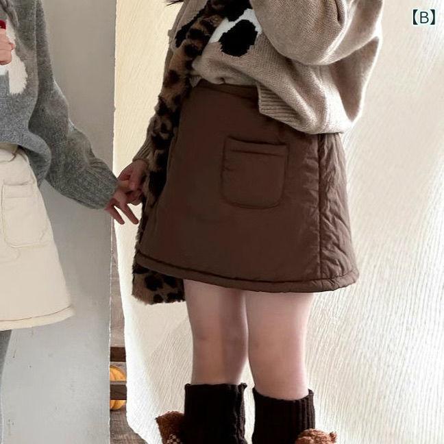 女児スカート 秋冬 厚手 暖か 綿入り 韓国風 おしゃれ かわいい スタイリッシュ キッズ ガールズ 冬用 防寒 通学 日常着 ミディ丈 子供 ベビー ジュニア ファッション スタイル 快適