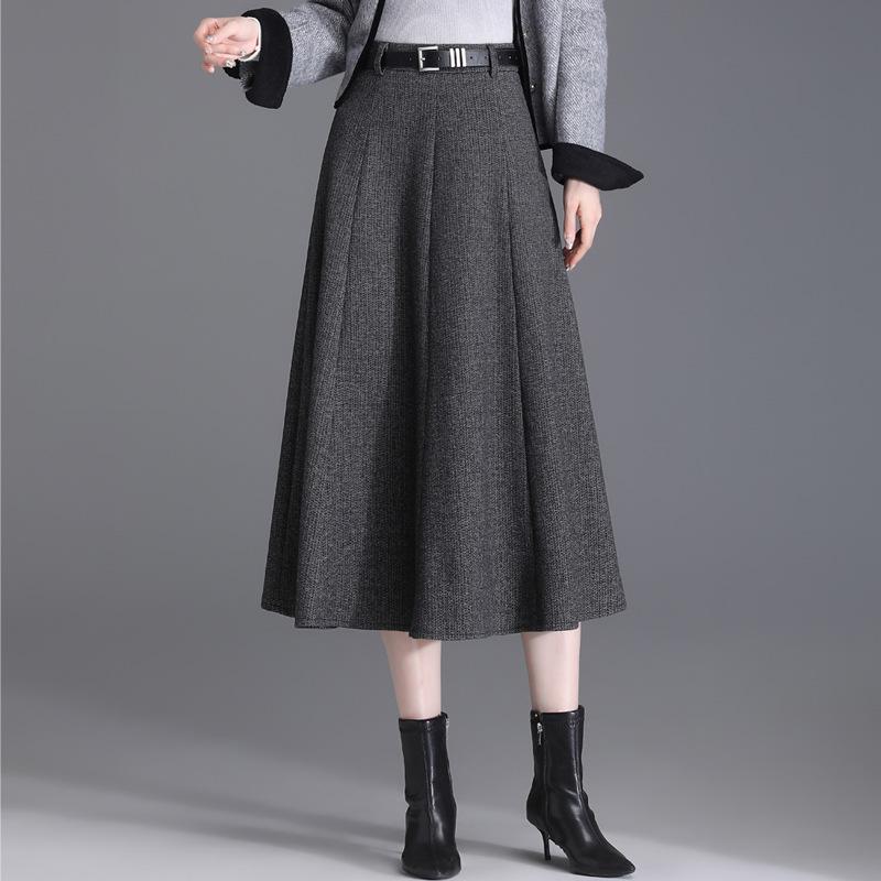 プリーツスカート レディース 秋冬 通勤 ハイウエスト 切り替え ロング丈 フレア シンプル スリム スタイリッシュ ファッション 修身 洋気 大摆 百褶