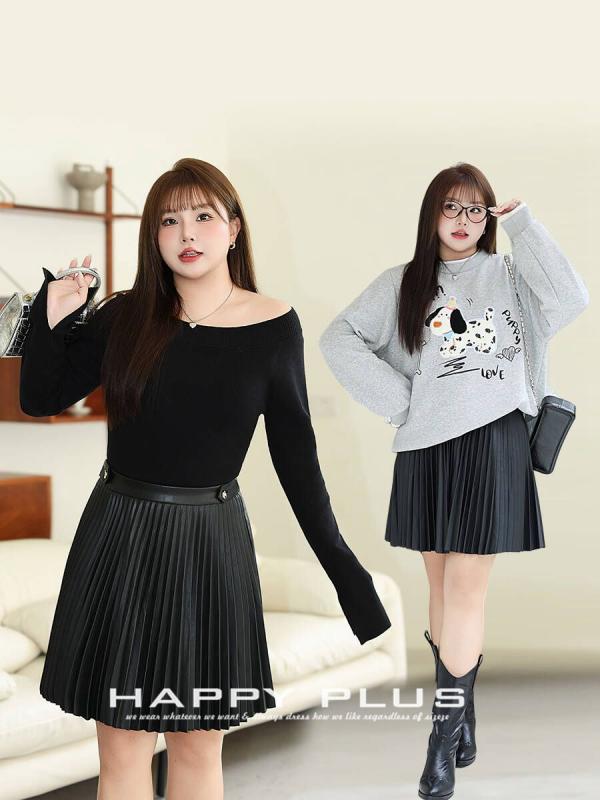 ・素材: PU・柄: 無地・装飾: ボタン・加工: プリーツ・色: ブラック・サイズ: 1XL,2XL,3XL,4XL・スタイル: 通勤・スカート形状: プリーツスカート・対象年齢: 成人・伸縮性: 微弾性・スカート丈: ショート・性別: 女性