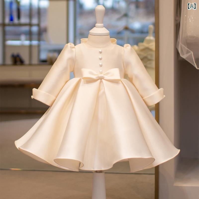 くらしのセロネのキッズ プリンセスドレス 女の子 長袖 シンプル 礼服 演出服 花童 誕生日 走秀 ピアノ発表会｜アングル2