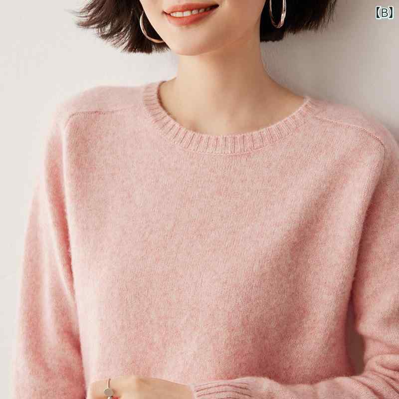 くらしのセロネの秋冬 レディース カシミアセーター 厚手 クルーネック プルオーバー ニット 羊毛 上着 インナー 暖か 柔らか 長袖 ベーシック レイヤード コーディネート 日常使い｜アングル3