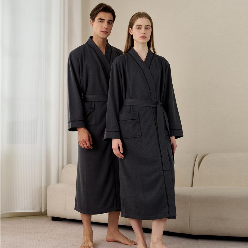 バスローブ 男女兼用 長袖 ゆったり 吸水 温泉 プール 寝間着 浴衣 四季対応 家庭用 リラックス 旅行 ..