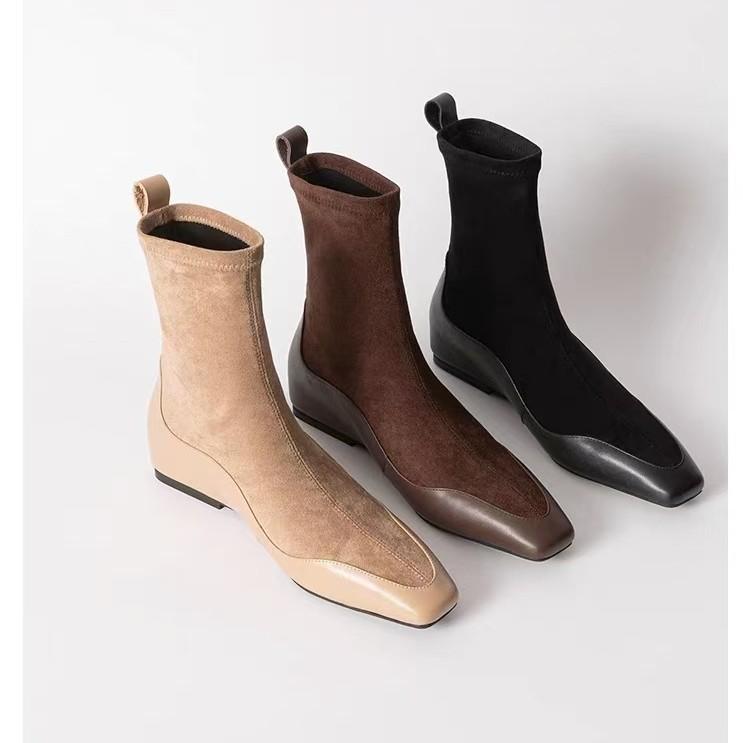 ・対象性別: 女性・アッパー素材: スエード・ソール素材: ラバー・スタイル: 韓国風・トゥ形状: スクエア・ヒール形状: インソール・ヒール高: 3-5cm・筒高: アンクル・厚み: 普通・着用方法: スリップオン・適合季節: 冬,春,秋...