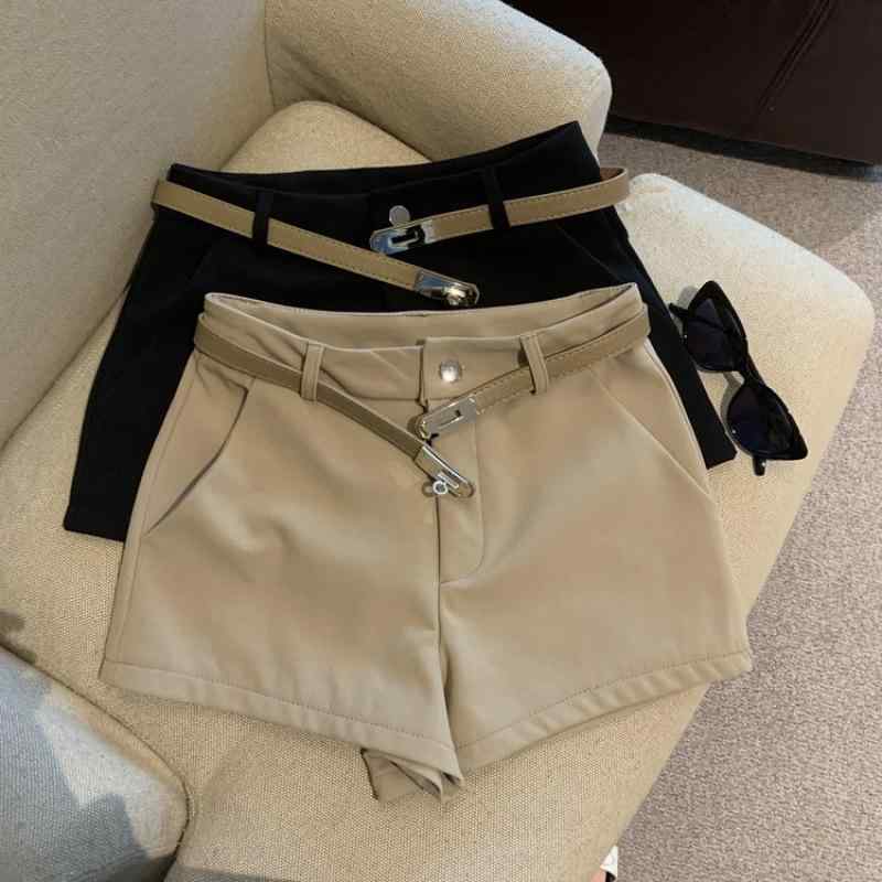 レディース ショートパンツ 秋冬 通勤 ハイウエスト スリム スーツ風 ストレート ブーツカット シンプル 百搭 セクシー(4.0)