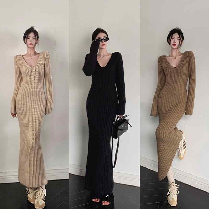 ・素材: ポリエステル・柄: 無地・加工: 高温定型・スタイル: ベーシック・組み合わせ: 単品・スカート丈: ロング・スカート型: ストレートスカート・領型: Vネック・袖型: スタンダードスリーブ・袖丈: ロングスリーブ・腰型: ハイウ...