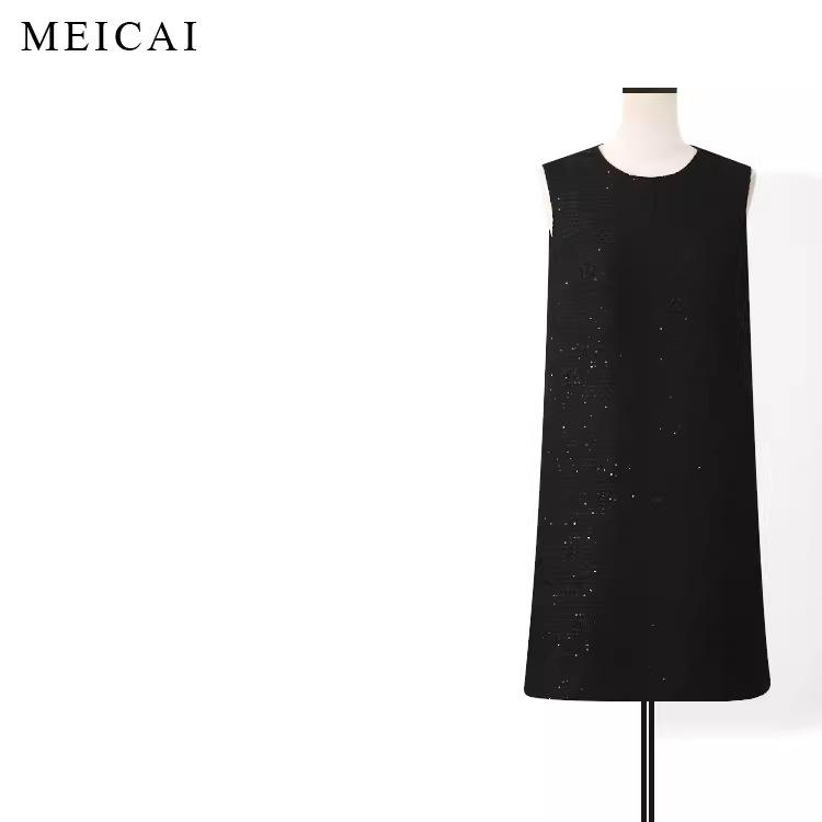 ワンピース レディース 秋冬 クルーネック ウール スリーブレス ストレート シンプル スタイリッシュ スリム 美しいカット 若々しい