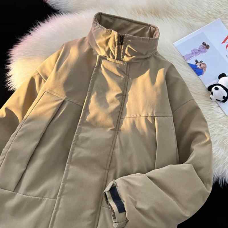 秋冬 男女兼用 スタンドカラー コットンジャケット シンプル レトロ ゆったり 暖か カジュアル 工装風 アウター コットン素材 ストリート 保暖 外套 トップス 綿服 休間着