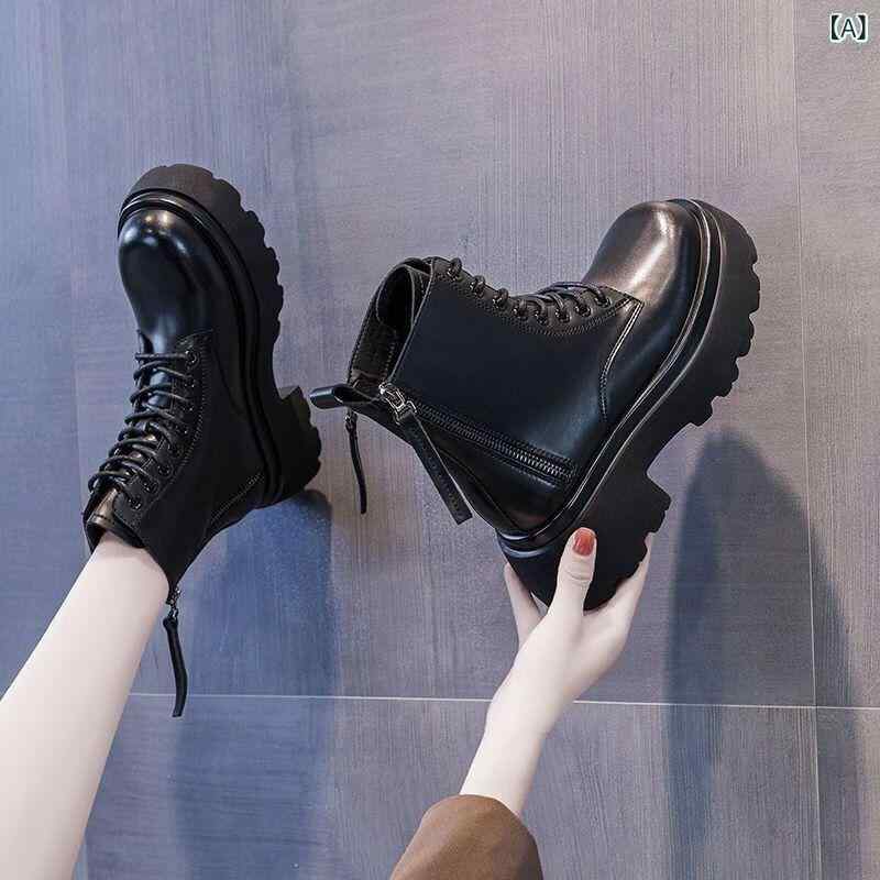 チェルシーブーツ レディース 厚底 内増高 レトロ 筒型 英国風 春秋 アンクル ショート 復古 インソー..