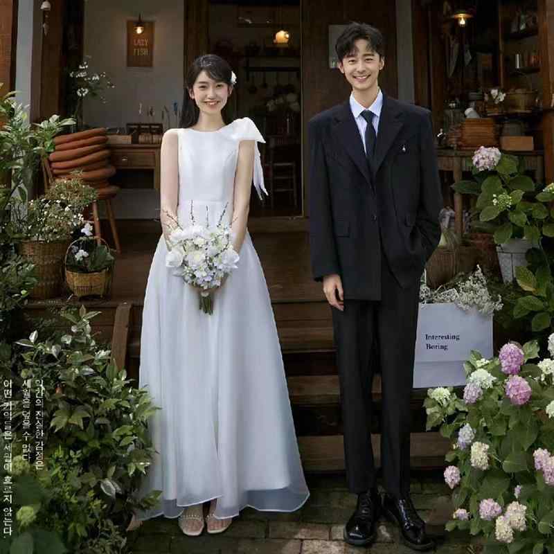 レディース 軽量 ウェディングドレス フレンチスタイル 白 ミニワンピース 森ガール 仙女風 シンプル ..