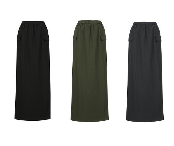 ・素材: ライセル・主素材含有率: 70%-80%・スカート型: ペンシルスカート・スカート丈: ロングスカート・カラー: ブラック,ミリタリーグリーン,グレー・サイズ: S,M,L・スタイル: 通勤スタイル