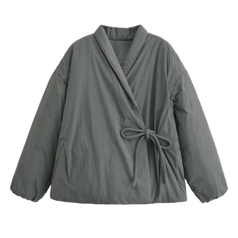 コート レディース 秋冬 欧米風 シンプル ファッション ゆったり ダブル襟 和服スタイル ベルト付き コットン 素材 暖か 防寒 通勤 日常 ウェア ビジネス カジュアル