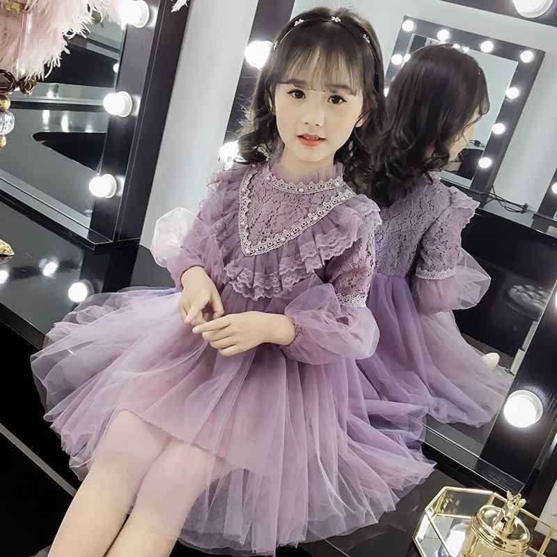 女児ワンピース 春夏 長袖 プリンセスドレス チュールスカート かわいい おしゃれ ガーリー キッズ 洋服 子供服 ベビー 時髦 網紗 装い