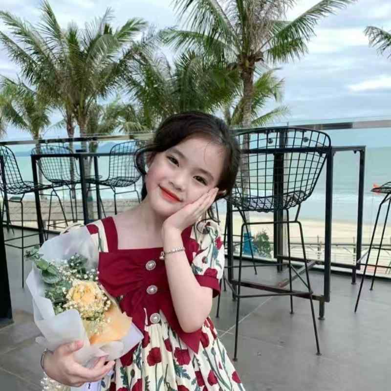 春夏 女児ワンピース バラ花柄 蝶結び フリル短袖 プリンセススカート かわいい 小花柄 キッズ 夏服 ガールズ 花柄ドレス 袖付き 少女服 ドレスアップ