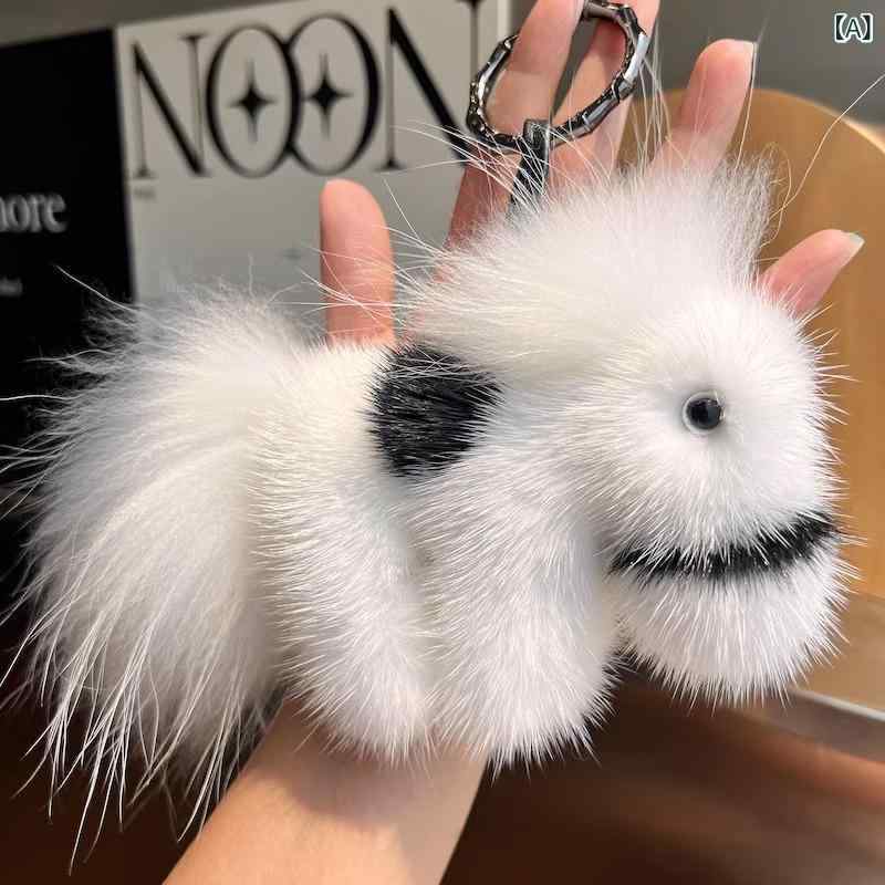 キーホルダー 男女兼用 かわいい ミンクファー 小馬 ぬいぐるみ バッグハンガー 車用 ファッション ア..
