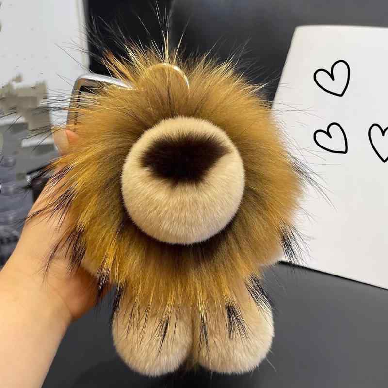 キーホルダー 男女兼用 ライオン ぬいぐるみ バッグチャーム 車用 鍵飾り フェイクファー かわいい 動..