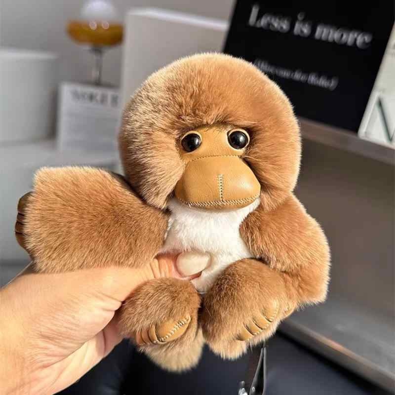 キーホルダー 男女兼用 かわいい ぬいぐるみ サルモチーフ ふわふわ 毛绒素材 車用 バッグチャーム 吊..