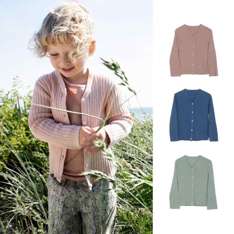 カーディガン 女児 秋冬 薄手 ニット セーター 長袖 単色 無地 スリム 細見え 軽量 快適 着心地 日常着 通学服 学校用 外出着 アウター トップス キッズ服 シンプル ベーシック