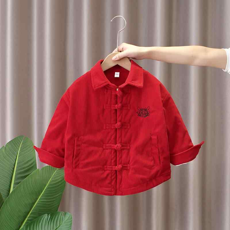 キッズ ボーイズ 秋冬 コーデュロイ ジャケット 中国風 綿 暖か 加厚 子供服 トップス コート 男の子 冬用 厚手 綿入れ 外套 キッズウェア