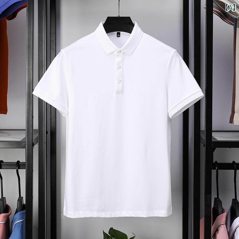 春夏 メンズ ポロシャツ 短袖 無地 コットン ベーシック ビジネス カジュアル トップス