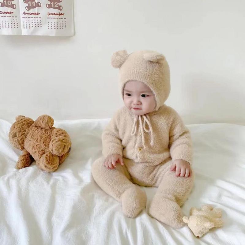 Rakuten - キッズ 連体服 秋冬 暖か羊羔绒 猿 クマ プリント 双面リバーシブル 柔らかい 子供服 室内着 動物モチーフ ベビー ボディスーツ フリース素材 かわいいデザイン 通年対応