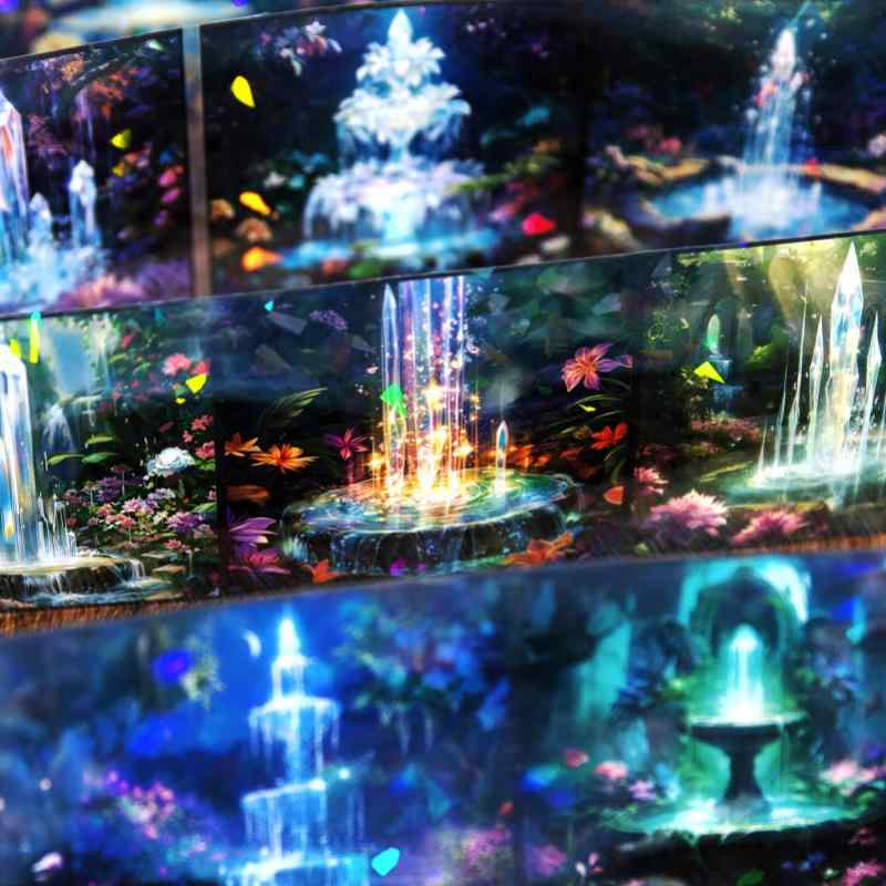 ・素材: PET・スタイル: 欧風・加工: 手作業・色: 水月鏡花,花落滿地,水晶城堡,古堡噴泉