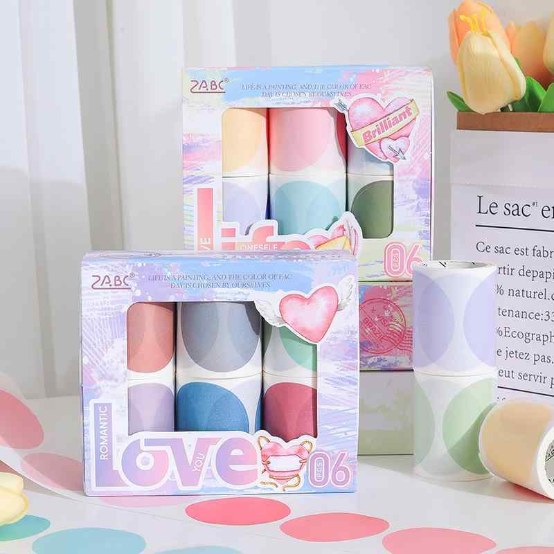 和紙テープ マスキングテープ ステッカー セット モランディカラー パステルカラー 大丸ドット ポルカドット 柄 手帳 プランナー デコ 封口シール 円形 かわいい ロマンチック カラフル クラフト 文房具 手作り