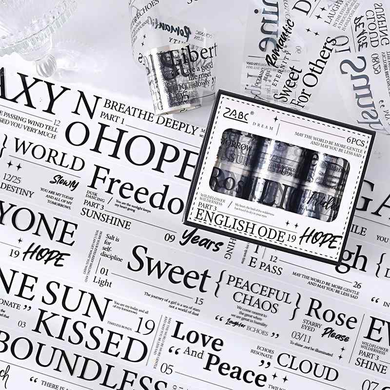 手帳ステッカー 英語詩シリーズ デコレーション素材 コラージュ ベースシール メモ用 装飾 記事本 手作り プランナー ジャーナル クリエイティブ デザイン セット